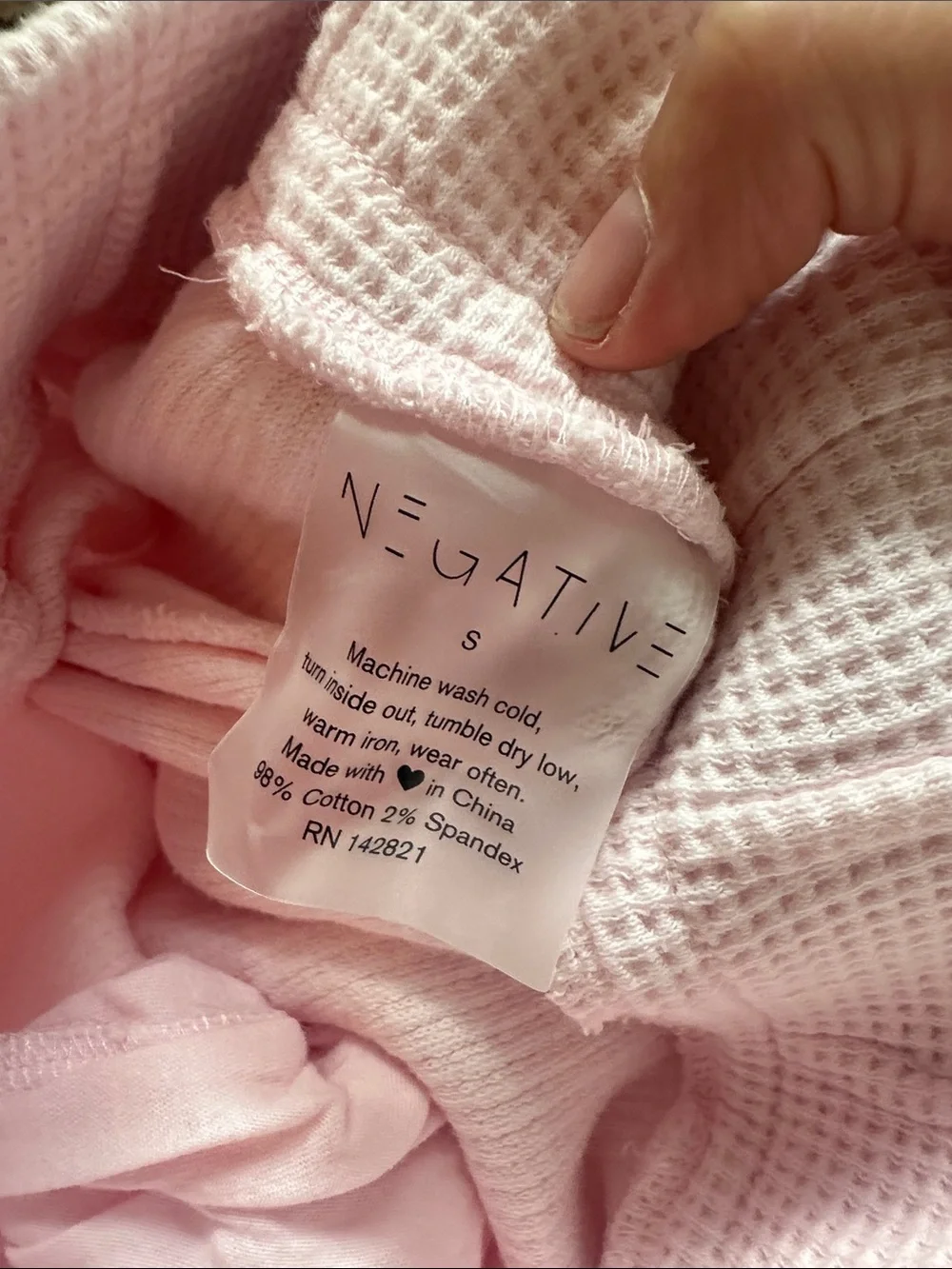 Negative Underwear Pink Waffle Knit Set Worn Once